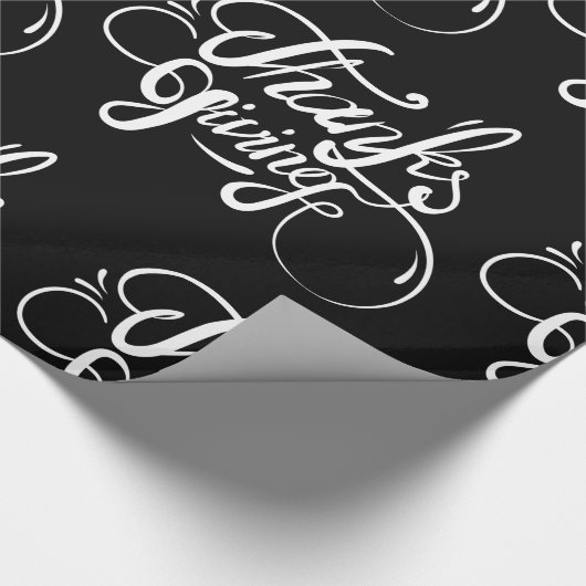 Ontwerp met witte tekst - Thanksgiving Cadeaupapier (Hoek)