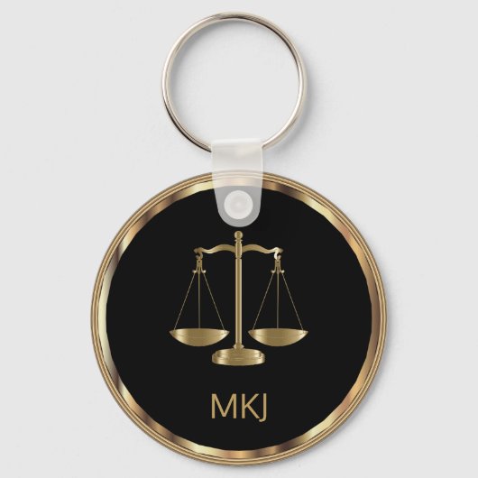 Ontwerp met zwart en Gold Law — Monogram Sleutelhanger (Voorkant)