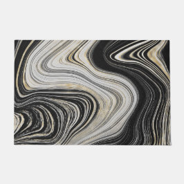 Ontwerp met zwart en goudgrijs deurmat