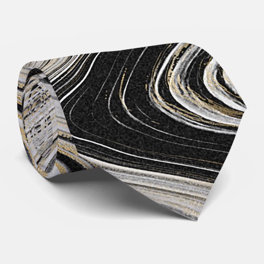 Ontwerp met zwart en goudgrijs stropdas (Opgerold)