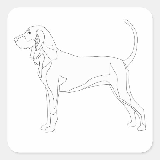 Ontwerp met zwart en tan Coonhound Ready naar kleu Vierkante Sticker (Voorkant)
