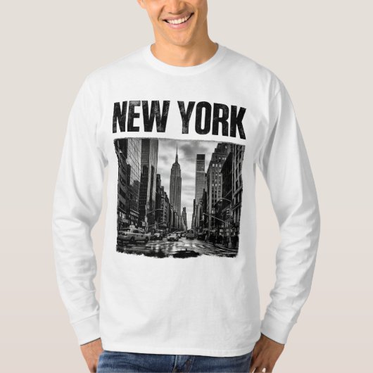 Ontwerp met zwart-wit afbeelding van New York T-shirt (Voorkant)