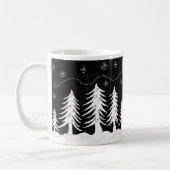 Ontwerp met zwarte en witte kerstboom koffiemok (Links)