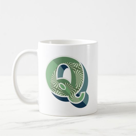  ontwerp Monogram Q Initiaal Koffie Mok (Links)