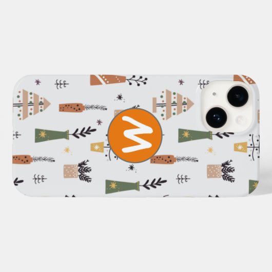 ontwerp monogrammen initiaal pijnboomboom Case-Mate iPhone case (Achterkant (horizontaal))