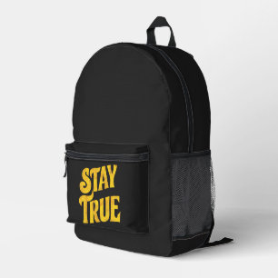 Ontwerp Motivering 'Stay True' in Goud met structu Bedrukte Rugzak