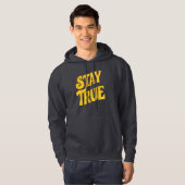 Ontwerp Motivering 'Stay True' in Goud met structu Hoodie (Voorkant volledig)
