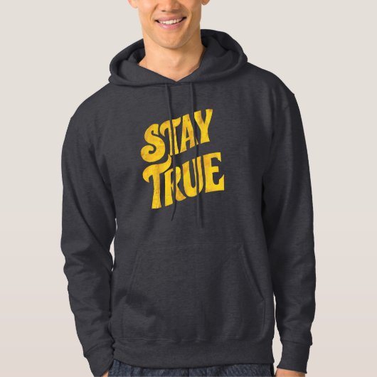 Ontwerp Motivering 'Stay True' in Goud met structu Hoodie (Voorkant)
