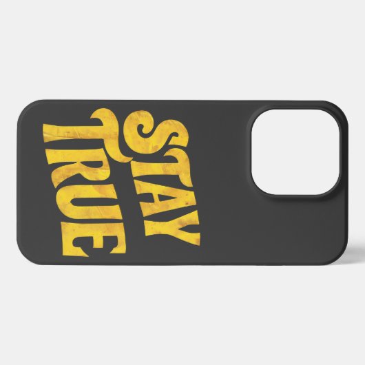 Ontwerp Motivering 'Stay True' in Goud met structu iPhone Hoesje (Achterkant horizontaal)