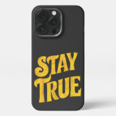 Ontwerp Motivering 'Stay True' in Goud met structu iPhone Hoesje (Achterkant)