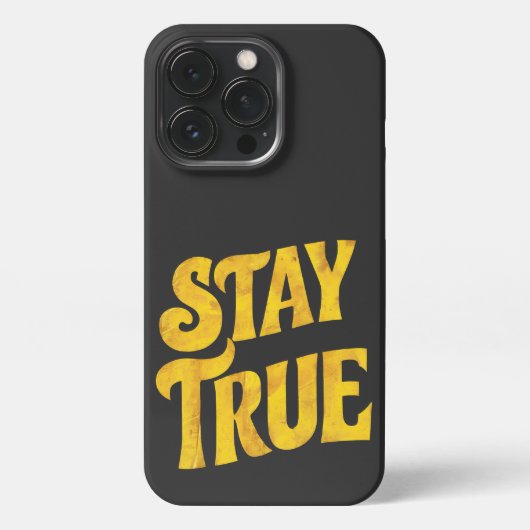 Ontwerp Motivering 'Stay True' in Goud met structu iPhone Hoesje (Achterkant)