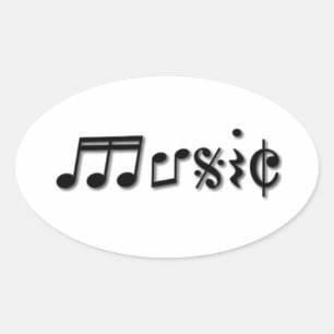 Ontwerp muziektekst ovale sticker