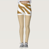  ontwerp nep shorts Bruin en wit Leggings (Voorkant)