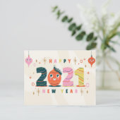 ONTWERP NIEUWE JAARLIJKSE ILLUSTRATIE 2021 FEESTDAGENKAART (Staand voorkant)