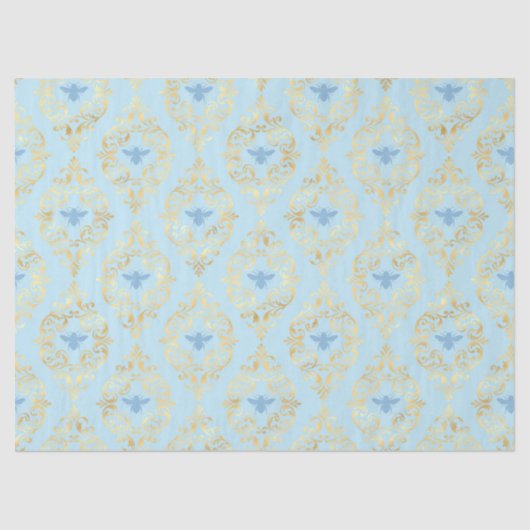 Ontwerp nr. 5 van de reeks Blauwe en Goudbijen Tissuepapier (Voorkant)