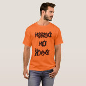 Ontwerp op achterzijde oranje en zwart t-shirt (Voorkant volledig)