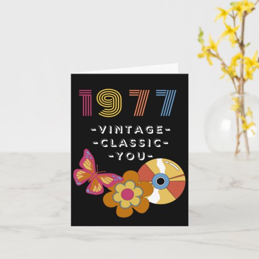  ontwerp op jaardag 1977 Retro voor vriend Kaart (Gele Bloem)