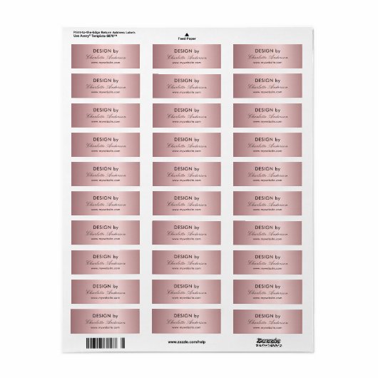 Ontwerp op naam van ondernemer blush roze etiket (Full Sheet)