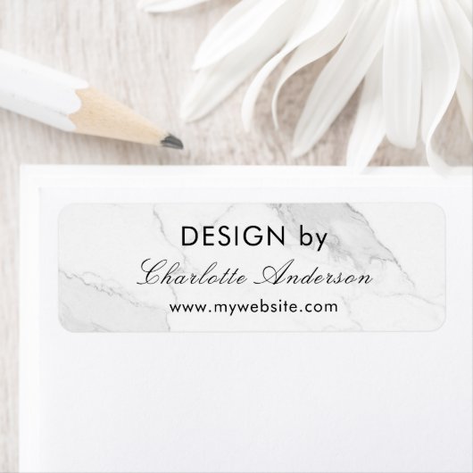 Ontwerp op naam wit grijs marmer etiket (Insitu)