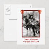 Ontwerp-paardenteam, prettige kerst, HNY-Briefkaar Feestdagenkaart (Voorkant / Achterkant)