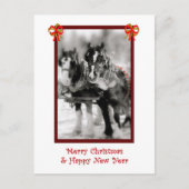 Ontwerp-paardenteam, prettige kerst, HNY-Briefkaar Feestdagenkaart (Voorkant)