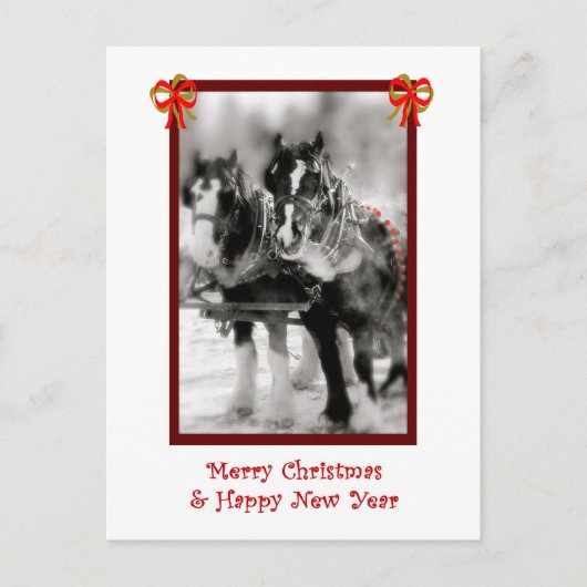 Ontwerp-paardenteam, prettige kerst, HNY-Briefkaar Feestdagenkaart (Voorkant)