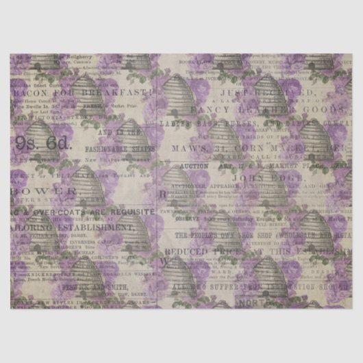 Ontwerp Paarse bijenreeks 16 Tissuepapier (Voorkant)