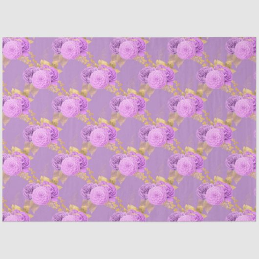 Ontwerp Paarse en Gold Floral-reeks 15 Tissuepapier (Voorkant)