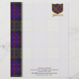 Ontwerp-papier van Macdonald tartan Briefhoofd Sjabloon