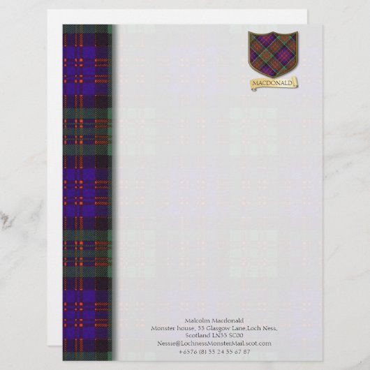 Ontwerp-papier van Macdonald tartan Briefhoofd Sjabloon (Voorkant / Achterkant)