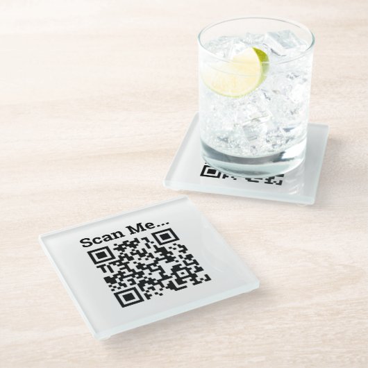 Ontwerp QR-code Glazen Onderzetter (Schuin)