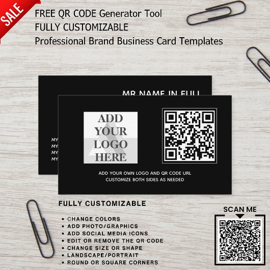 ONTWERP QR-CODE TEMPLATE MET AANGEMERKT LOGO VISITEKAARTJE