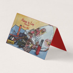 ontwerp retro van kunstenaars maken mooie tas uit visitekaartje