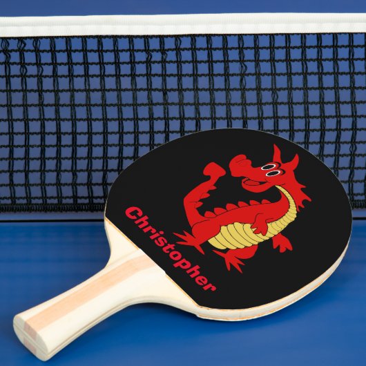 Ontwerp rode dragon tafeltennisbatje (Insitu)