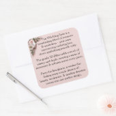 Ontwerp Roze Rozen & Duiven Vierkante Sticker (Envelop)