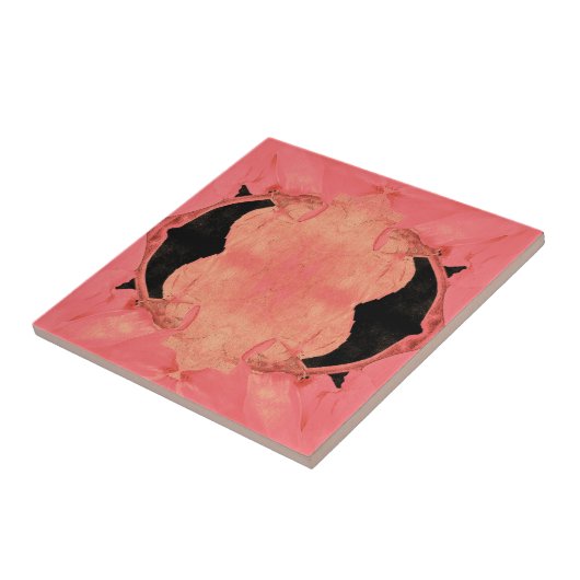  ontwerp roze zwarte Victoriaans kunstgreep Tegeltje (Zijkant)