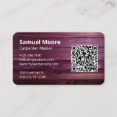 Ontwerp Rustieke Timmerman QR Code Houtbewerking Visitekaartje (Voorkant)