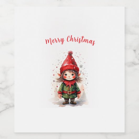 Ontwerp Schattigee kerstelf Wijn Etiket (Enkel label)