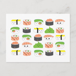 Ontwerp Sushi Illustratiepatroon op maat Briefkaart