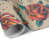 Ontwerp Tattoo Retro Cadeaupapier (Rol Hoek)