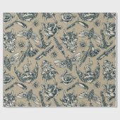 Ontwerp Tattoo Retro Cadeaupapier (Vlak)