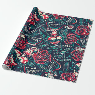 Ontwerp Tattoo Retro Cadeaupapier