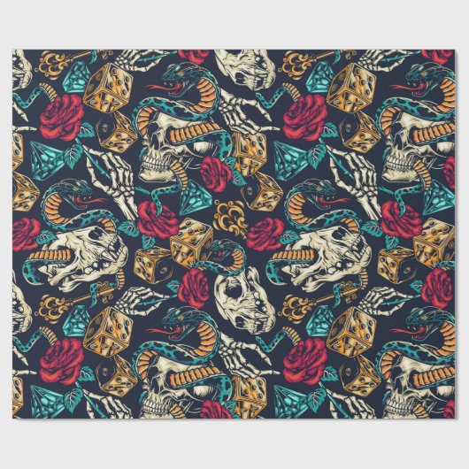 Ontwerp Tattoo Retro Cadeaupapier (Vlak)