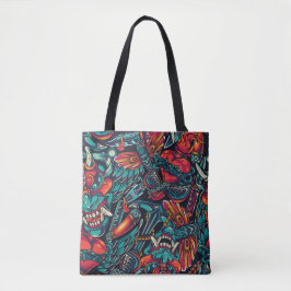Ontwerp Tattoo Retro Tote Bag