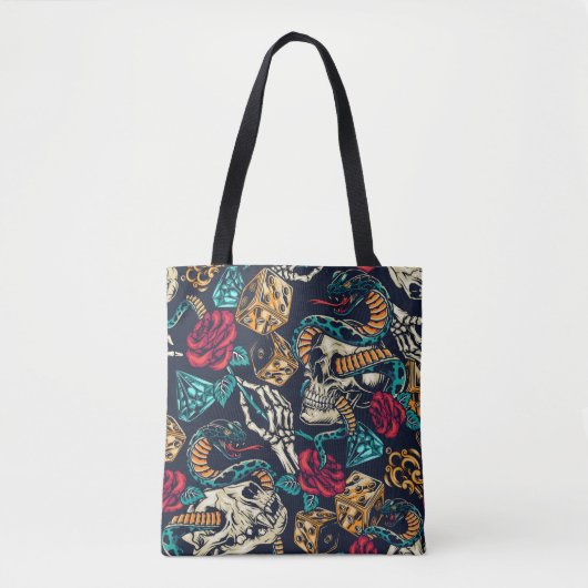 Ontwerp Tattoo Retro Tote Bag (Voorkant)