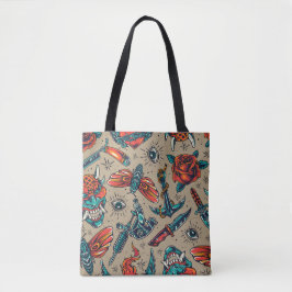 Ontwerp Tattoo Retro Tote Bag