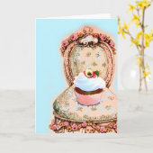 Ontwerp Tea Party Cupcake Kaart (Gele Bloem)