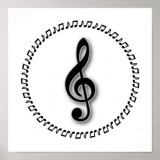 Ontwerp Treble Clef Music Note Design Poster (Voorkant)