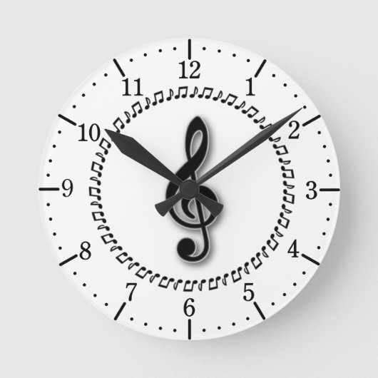 Ontwerp Treble Clef Music Note Design Ronde Klok (Voorkant)