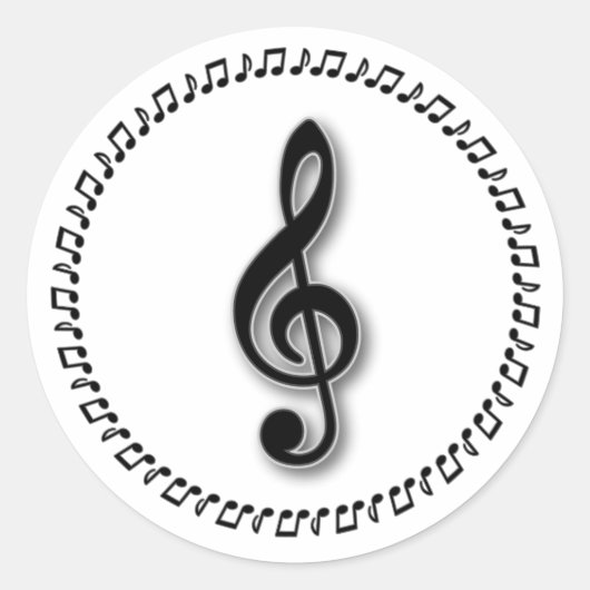 Ontwerp Treble Clef Music Note Design Ronde Sticker (Voorkant)